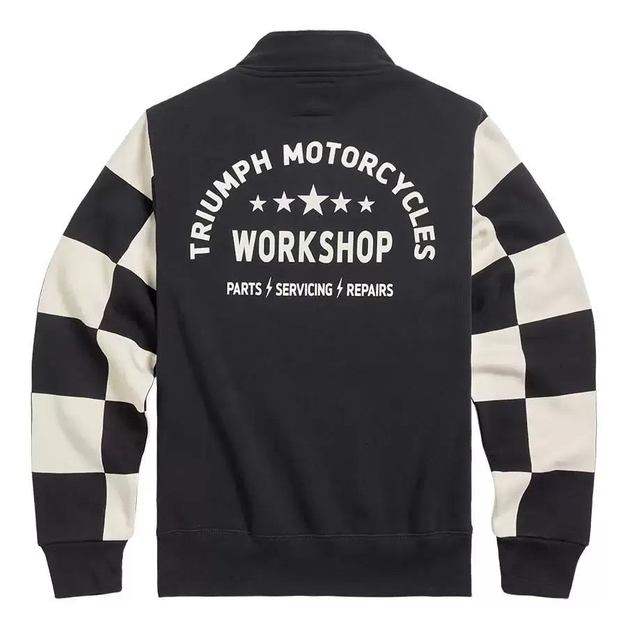 TRIUMPH PREWITT QUARTER ZIP SWEATER CHECKER BLACK BONE MSWS2330