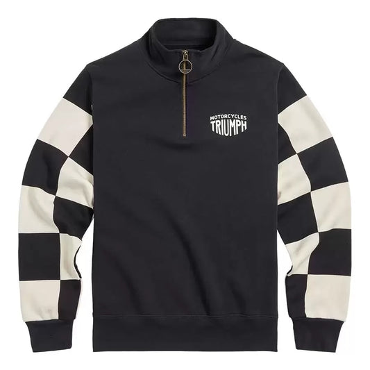 TRIUMPH PREWITT QUARTER ZIP SWEATER CHECKER BLACK BONE MSWS2330