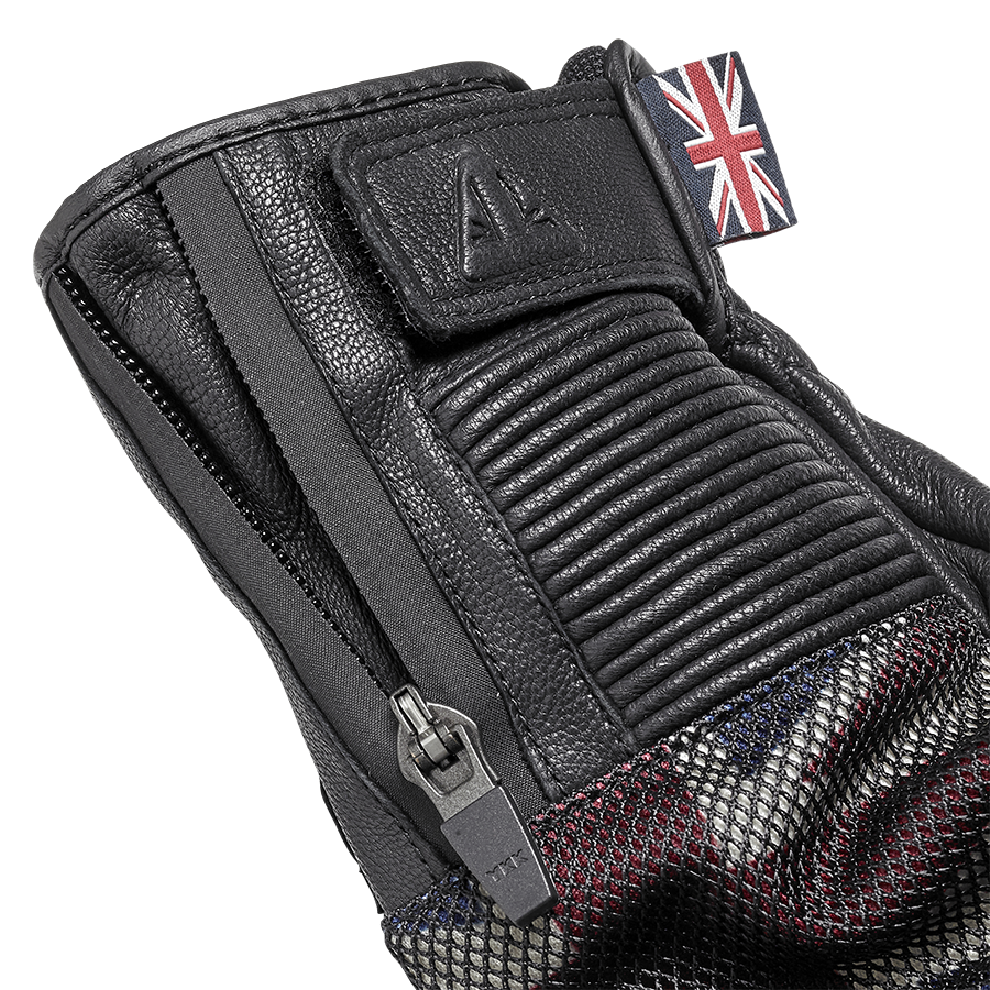 TRIUMPH FLAG MESH AND LEATHER MOTORCYCLE GLOVES