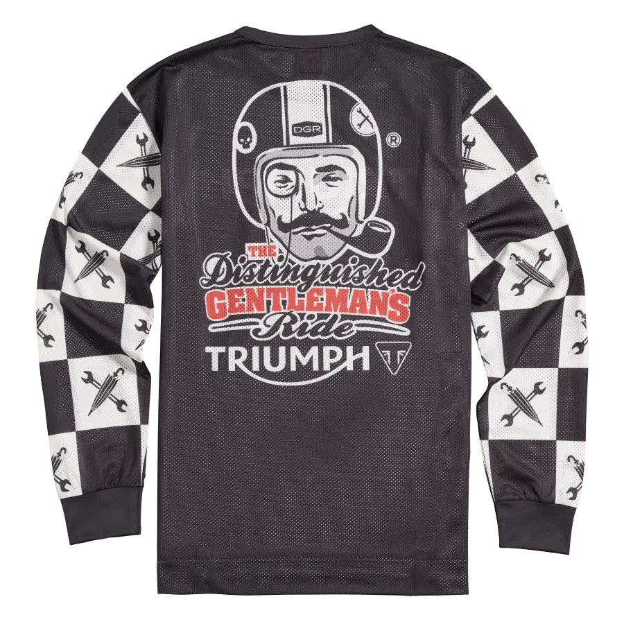 TRIUMPH LEOPOLD DGR VINTAGE MESH SCRAMBLER IN BLACK AND WHITE