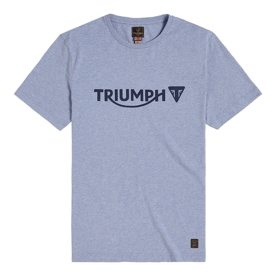 TRIUMPH CARTMEL PRINTED LOGO TEE IN BLUE MARL