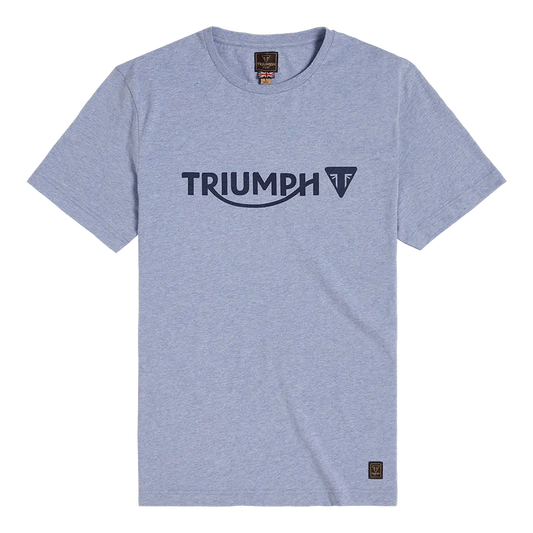 TRIUMPH CARTMEL PRINTED LOGO TEE IN BLUE MARL