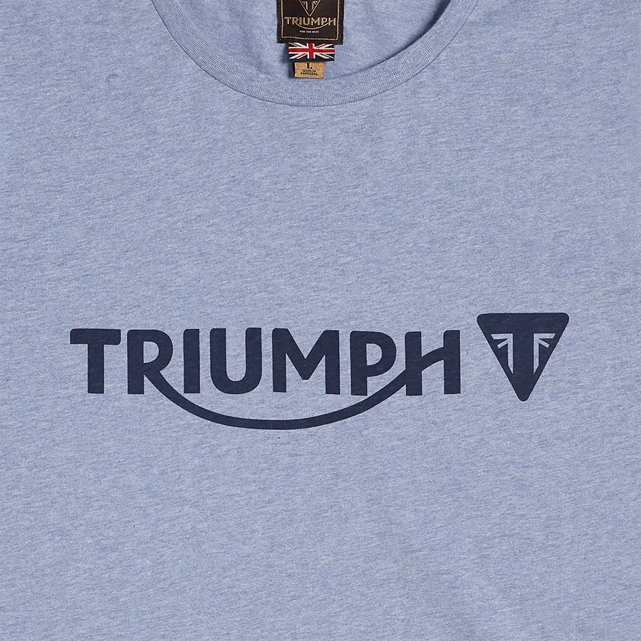 TRIUMPH CARTMEL PRINTED LOGO TEE IN BLUE MARL