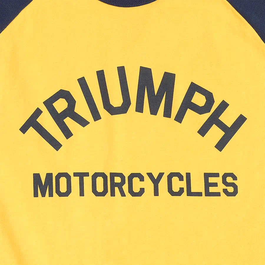 TRIUMPH SALTERN CONTRAST SLEEVE TEE IN GOLD AND NAVY