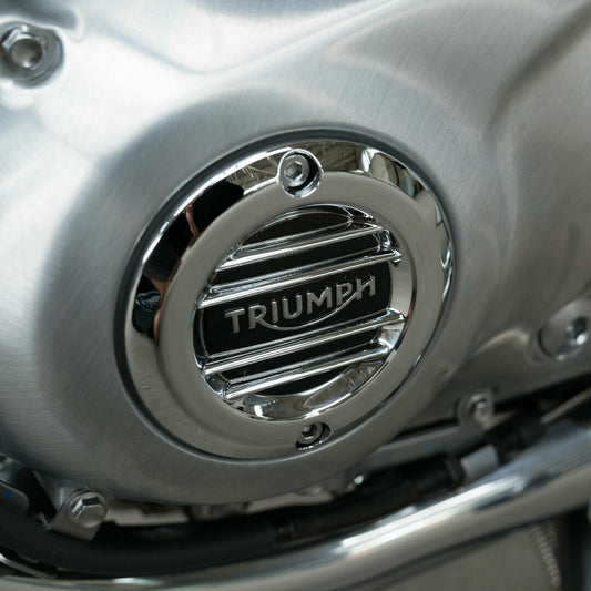Triumph Chrome Clutch Badge - Ribbed [LIMITED STOCK]