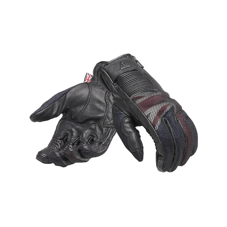 TRIUMPH FLAG MESH AND LEATHER MOTORCYCLE GLOVES